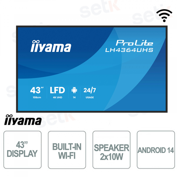 43" Inch VA Anti-Glare 4K UHD WiFi iiSignage² Android Monitor