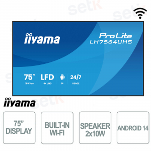 Iiyama - Monitor VA 75 pollici - 4K UHD - Con altoparlanti - Per uso professionale