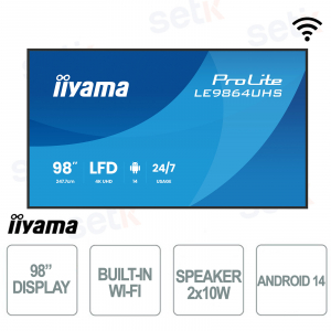 98 inch monitor VA Anti-Glare 4k UHD android 14 Wi-Fi - 6.5 ms - Iiyama
