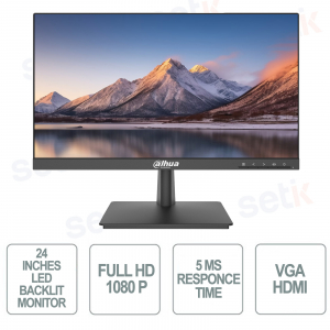 Moniteur 24 pouces - LED - Full HD 1080p - 24h/24 et 7j/7 - 5 ms - VGA - HDMI