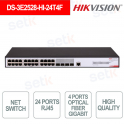 Commutateur Hikvision 24 ports RJ45 + 4 ports fibre optique Gigabit - Couche 2+