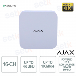 Enregistreur vidéo réseau 4K basse tension Ajax NVR DC blanc 16 canaux