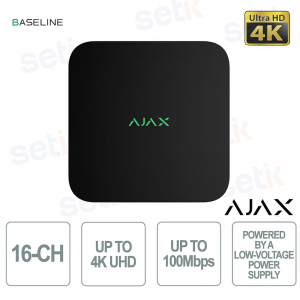 Ajax NVR DC Black 16-Channel – Low Voltage 4K Network Video Recorder