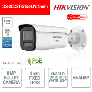ColorVu IP POE Bullet Camera 8MP 4mm Smart Hybrid Light IR 60M - HikAI-ISP - Hikvision