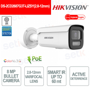 ColorVu 8MP IP POE Outdoor Bullet Camera - 2.8-12mm Lens - Active Deterrence
