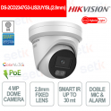 Caméra dôme extérieure IP POE Smart Hybrid Light ColorVu 4 MP - Objectif 2,8 mm - Dissuasion active - Hikvision