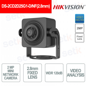 Telecamera IP Mini Network - 2MP - Ottica 2.8mm - Audio - WDR 120dB - Video Analisi