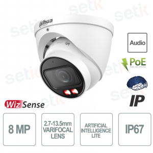 Telecamera Dome AI Lite Wizsense IP ONVIF® PoE 8MP 2.7-13.5mm Smart Dual Light - Dahua