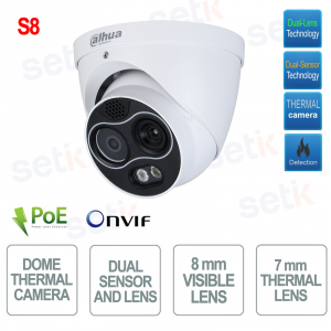 Bullet Therma Camera 4MP Ottica visibile 8mm Ottica termica 7mm IR30 Audio Allarme IP67 - Dahua