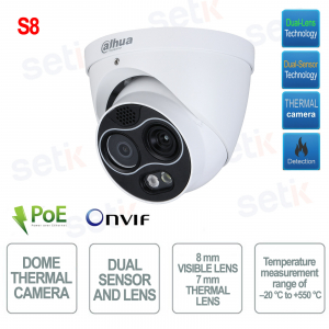 TPC-DF1241-TB7F8-DW-S8 - Bullet Therma Camera 4MP 8mm visible lens 7mm thermal lens IR30 Audio Alarm IP67 - Dahua