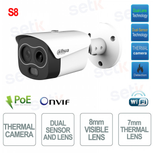 TPC-BF1241-B7F8-DW-WIFI-S8 - ONVIF® PoE WiFi Thermal IP Camera - 7mm Thermal Lens - 8mm Visible Lens - S8 - Dahua
