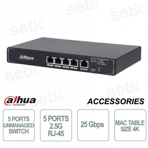 Unmanaged Gigabit Switch - 5 ports 2.5G RJ-45 - Dahua