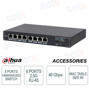 Unmanaged Gigabit Switch - 8 ports 2.5G RJ-45 - Dahua