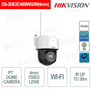 Telecamera Dome da esterno IP PT - Ottica fissa 4 mm - 4MP - IR 30m - Wi-Fi - Hikvision