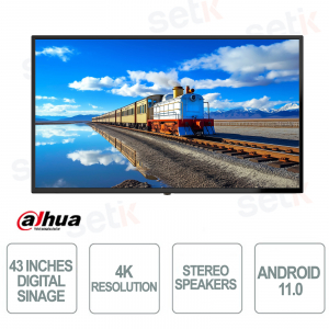 Digital Signage LCD - 43 Inch 24/7 Operation - 4K - 8ms - Dahua