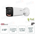 Caméra IP ONVIF® PoE 4MP AI motorisée, double éclairage intelligent, WDR, WizSense Audio, SMD Plus - Dahua