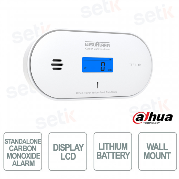 Détecteur de monoxyde de carbone d'intérieur alimenté par batterie - Écran LCD - Dahua