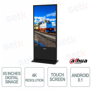 Digital Signage LCD - 65 Inch Portrait - 4K Resolution - 8ms - Touchscreen - Dahua