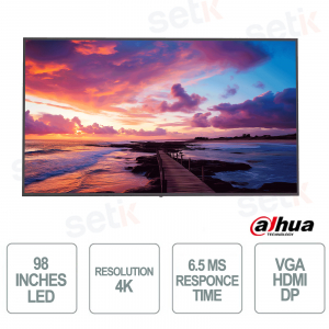 98 Inch Monitor - LED - 4K - 24/7 - 6.5ms - VGA - HDMI