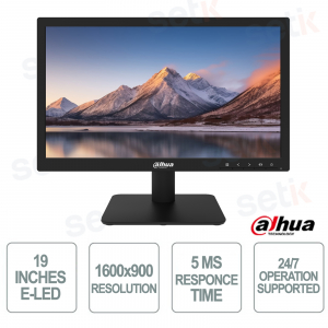 19 Inch E-LED Monitor - 1600x900 - 5ms - 75Hz - 24/7 - Dahua