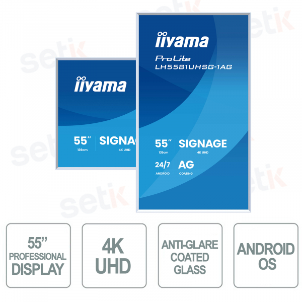 LH5581UHSG-1AG - IIYAMA - Monitor 55 pollici VA AG - 4K UHD - Con Altoparlanti Stereo