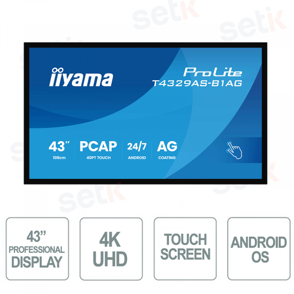 T4329AS-B1AG - IIYAMA - Monitor 43 pollici VA AG - 4K UHD - touchscreen
