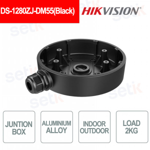 DS-1280ZJ-DM55 Black Aluminum Junction Box for Indoor and Outdoor Cameras - HIKVISION