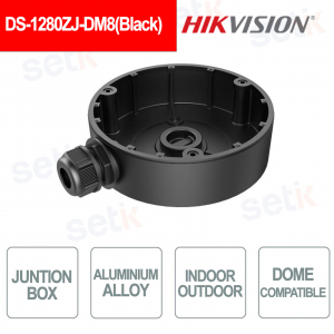 DS-1280ZJ-DM8 Black Aluminum Junction Box for Indoor and Outdoor Cameras - HIKVISION