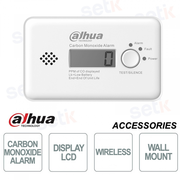 Détecteur de monoxyde de carbone sans fil HY-GC21B-W2-868 avec écran LCD et alarme 85 dB -