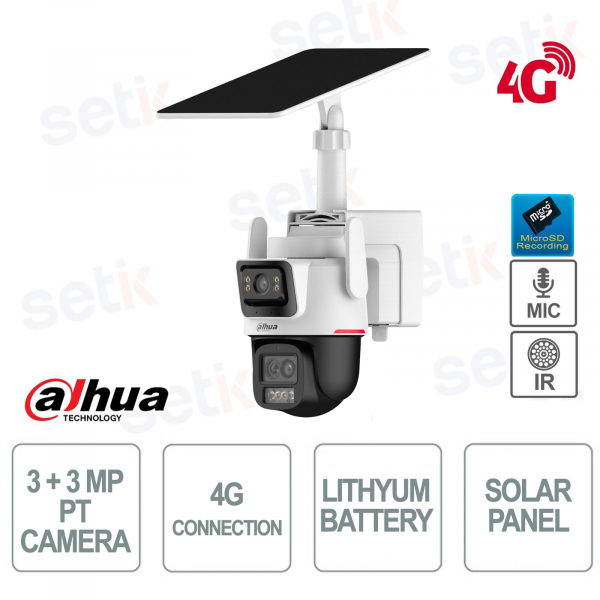 Telecamera PT 4G con 2 Sensori 3MP, Ottiche Multiple, Batteria, IR/LED e Smart Tracking - Dahua
