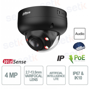 Caméra IP intelligente Dahua 4 MP à double éclairage avec IA avancée et détection de véhicules et de personnes - Noir