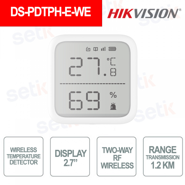 Hikvision DS-PDTPH-E-WE – Détecteur de température sans fil avec écran et sonde