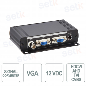 Convertisseur vidéo VGA-CVBS VC01 avec sortie BNC, sortie VGA en boucle et prise en charge HD-CVI jusqu'à 500 m