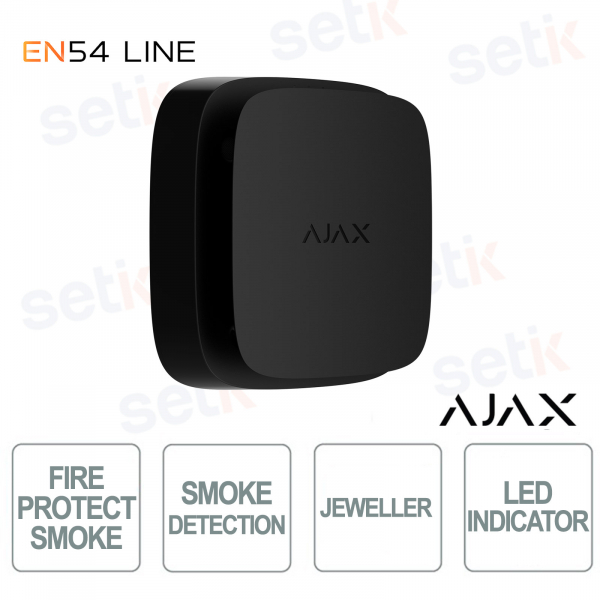 Ajax EN54 FireProtect (Smoke) Jeweller Nero – Rilevatore Fumo e Calore Wireless
