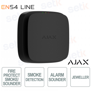 Ajax EN54 FireProtect (Smoke/Sounder) Jeweller Nero – Rilevatore Fumo Wireless e sirena integrata