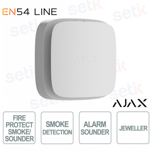 Ajax EN54 FireProtect (Smoke/Sounder) Jeweller Bianco – Rilevatore Fumo Wireless e sirena integrata