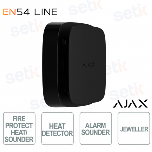 Rilevatore di Calore Ajax EN54 Nero con Sirena Integrata Wireless