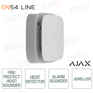 Rilevatore di Calore Ajax EN54 Bianco con Sirena Integrata Wireless
