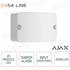 Module E/S Ajax EN54 (2x2) blanc – Intégration sans fil intelligente et sécurisée