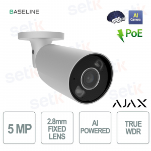 Ajax BulletCam HL 5MP 2.8mm White with AI – Smart Security IP Camera with TrueWDR