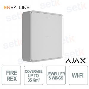 Ajax EN54 Fire ReX Jeweller Bianco – Ripetitore Wireless Antincendio Certificato EN54 con Copertura Fino a 35 km²