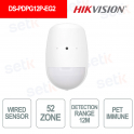 Hikvision Sensore PIR vetri rotti con cavo Filtro Animali Rilevamento fino a 12 metri Angolo 85.9 gradi