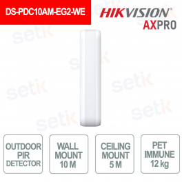 Hikvision AXPro Rilevatore Pir Curtain esterno Senza Fili - Pet Immune