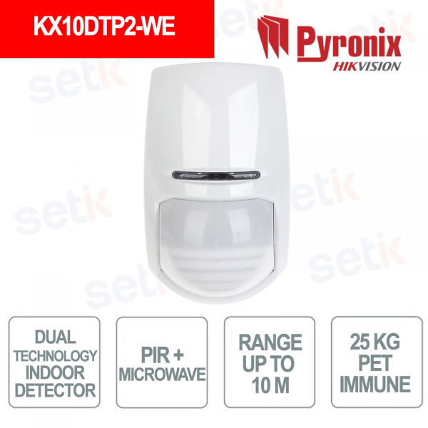 Rilevatore  Senza Fili da interno - Doppia tecnologia - PIR e microonde - Rilevamento fino a 10m - Per immune 25kg