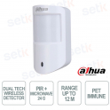 PIR detector - Dual Infrared + Microwave technology - Detection up to 12m