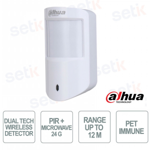 PIR detector - Dual Infrared + Microwave technology - Detection up to 12m