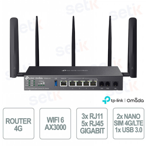 Passerelle DSL WiFi 6 TP-Link Omada DR3650v-4G | AX3000 avec 4G+ Cat6 jusqu'à 300 Mbit/s