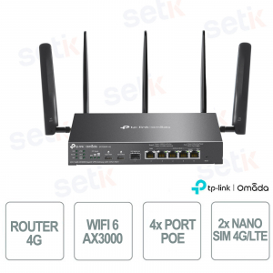 TP-Link ER706WP-4G | Gateway VPN WiFi 6 AX3000 con 4G+ Cat6 e PoE+