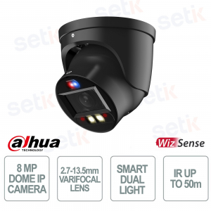 Dahua IPC-HDW3849H-ZAS-PV-B 8MP Black Varifocal 2.7–13.5mm Camera with AI and Smart Dual Light