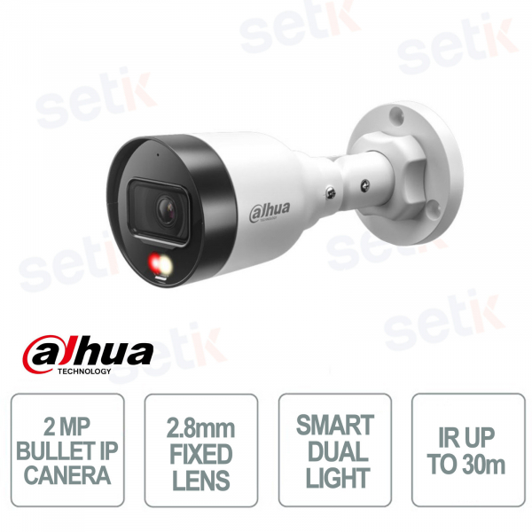 Telecamera IP Dahua IPC-HFW1239S1-A-IL-S6 2MP 2.8mm con AI, LED/IR 30m, PoE e IP67”